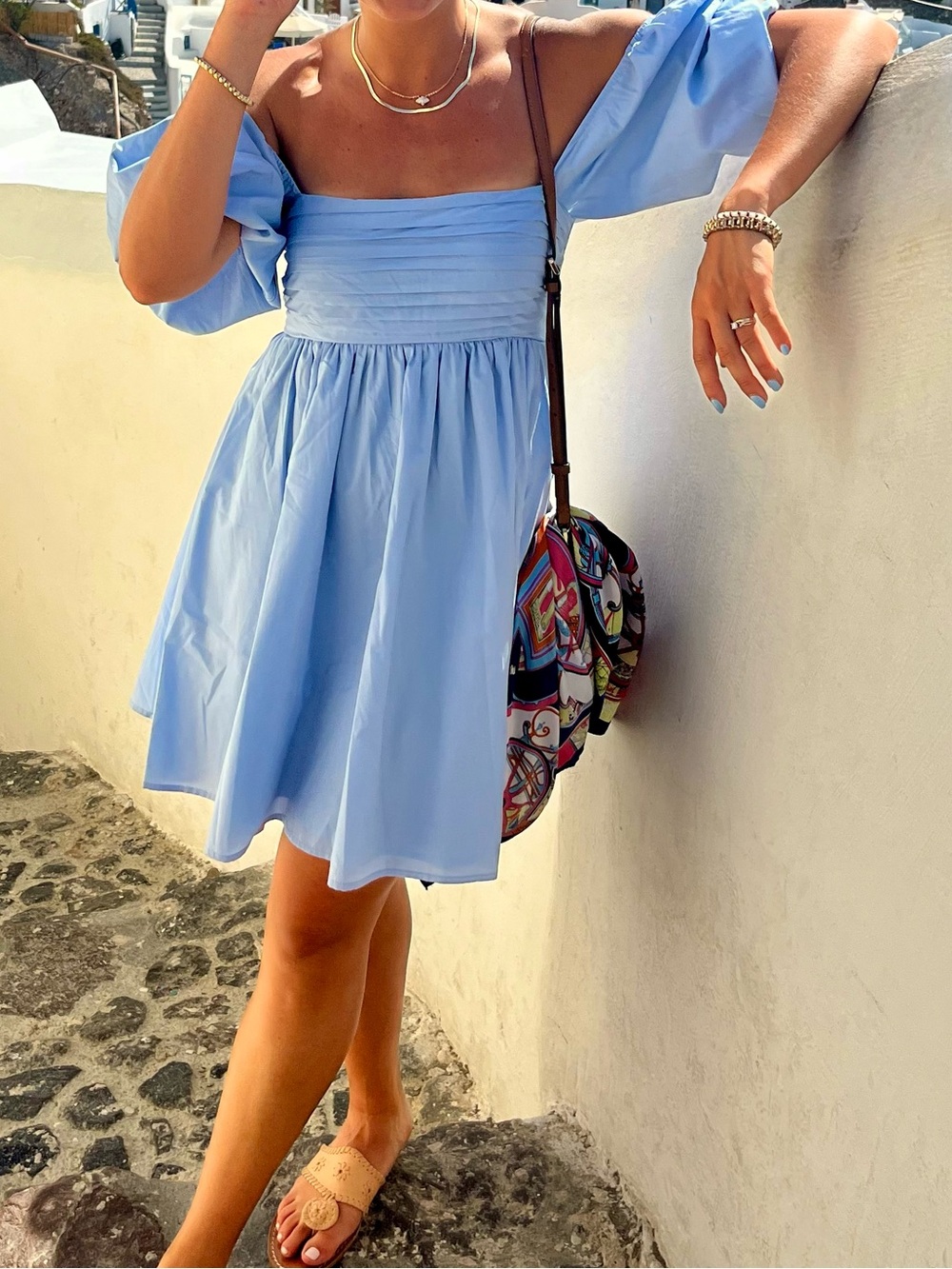 Abercrombie & Fitch Light Blue Puff Sleeve Mini Dress